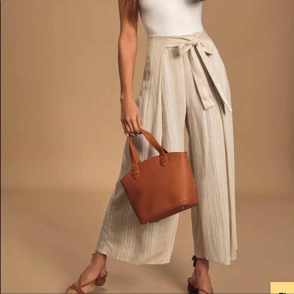 LULUs beige wide leg pants
